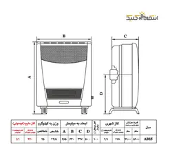 بخاری گازی نیک کالا مدل ناهید AB15-R