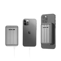 پاور بانک مگنتی گرین لیون مدل Green MagSafe Power Bank GN10KMG با ظرفیت 10000mAh و توان 15W