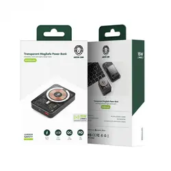 پاور بانک مگنتی گرین لیون مدل Green Lion Transparent Magsafe Power Bank GNTPMGPB با ظرفیت 10000mAh