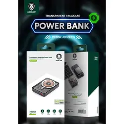 پاور بانک مگنتی گرین لیون مدل Green Lion Transparent Magsafe Power Bank GNTPMGPB با ظرفیت 10000mAh