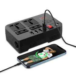 چند راهی شارژر فندکی گرین لیون مدل  Green Lion GNSPOW300W Spark 3 Car Power Inverter با توان 300W