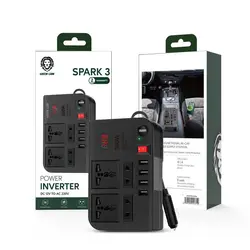 چند راهی شارژر فندکی گرین لیون مدل  Green Lion GNSPOW300W Spark 3 Car Power Inverter با توان 300W