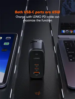 شارژر فوق سریع ال دی نیو مدل 65W GaN Supper Fast Charger Q366