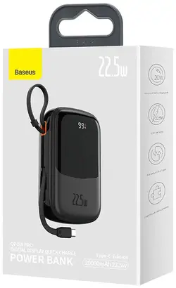 پاور بانک بیسوس مدل Baseus Qpow Digital Display PPQD2-20C با ظرفیت 20000mAh و توان 22.5W