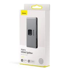 سوییچ دو پورت HDMI باسئوس Baseus Matrix HDMI Splitter Space CAHUB-BC0G