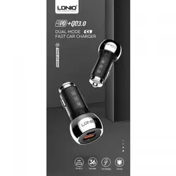 شارژر فندکی فست شارژ LDNIO C1 36W PD+QC3 بهمراه کابل Type-C