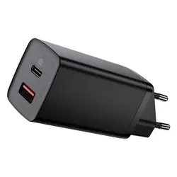 شارژر دیواری فست شارژ باسئوس Baseus GaN2 Lite Quick Charger Type-C USB-A CCGAN2L-B توان 65 وات