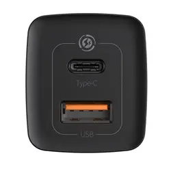 شارژر دیواری فست شارژ باسئوس Baseus GaN2 Lite Quick Charger Type-C USB-A CCGAN2L-B توان 65 وات