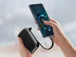 پاور بانک فست شارژ باسئوس Baseus Qpow Digital Display PPQD-I با توان 22.5W و ظرفیت 20000mAh و کابل متصل Type-C