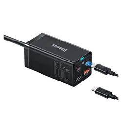 شارژر چهار پورت فست شارژ باسئوس مدل CCGP040101 با توان 65W