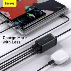 شارژر چهار پورت فست شارژ باسئوس مدل CCGP040101 با توان 65W