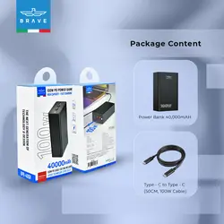 پاور بانک 40000 میلی آمپر مدل Brave 40000mAh 100W Super Fast Charger Portable Power Bank BPB-40 با توان 100W