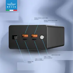پاور بانک 40000 میلی آمپر مدل Brave 40000mAh 100W Super Fast Charger Portable Power Bank BPB-40 با توان 100W