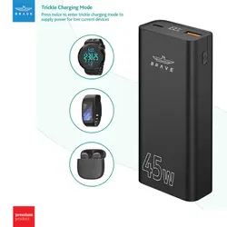پاور بانک 10000 میلی آمپر مدل Brave 10000 mAh 45W PD Power Bank BPB-01 با توان 45W
