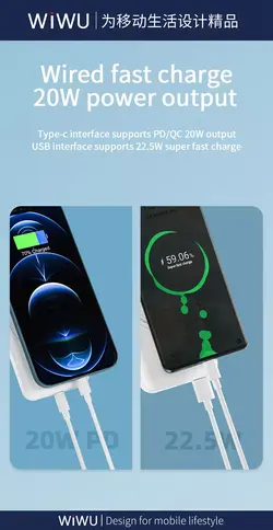 پاور بانک 10000mAh مگنتی ویوو مدل Wiwu Snap Cube Magnetic 10000mAh Wireless