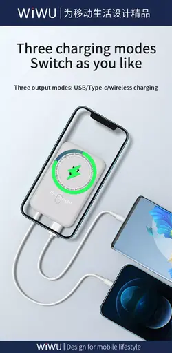 پاور بانک 10000mAh مگنتی ویوو مدل Wiwu Snap Cube Magnetic 10000mAh Wireless