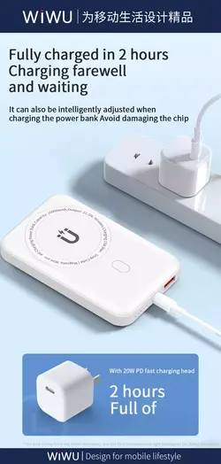 پاور بانک 10000mAh مگنتی ویوو مدل Wiwu Snap Cube Magnetic 10000mAh Wireless