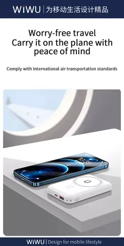 پاور بانک 10000mAh مگنتی ویوو مدل Wiwu Snap Cube Magnetic 10000mAh Wireless