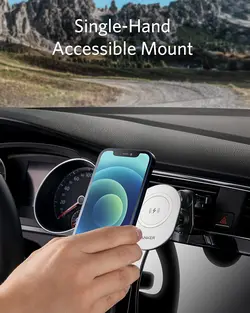 پایه نگهدارنده گوشی و شارژر وایرلس انکر مدل Anker PowerWave Magnetic Charging Car Mount A2931 توان 10 وات