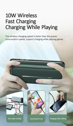 پاوربانک وایرلس شارژ سریع یوسمز USAMS US-CD146 Wireless Fast Charging Power Bank ظرفیت 10000mAh