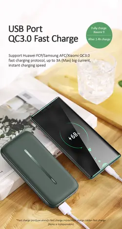 پاوربانک وایرلس شارژ سریع یوسمز USAMS US-CD146 Wireless Fast Charging Power Bank ظرفیت 10000mAh
