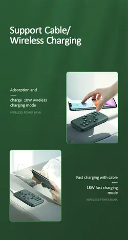 پاوربانک وایرلس شارژ سریع یوسمز USAMS US-CD146 Wireless Fast Charging Power Bank ظرفیت 10000mAh