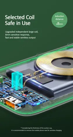 پاوربانک وایرلس شارژ سریع یوسمز USAMS US-CD146 Wireless Fast Charging Power Bank ظرفیت 10000mAh