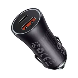 شارژر فندکی باسئوس مدل Baseus Golden Contactor Max Dual Fast Charger Car Charger U+C CGJM000103 با توان 60W