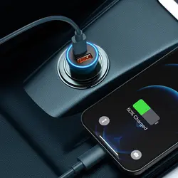 شارژر فندکی باسئوس مدل Baseus Golden Contactor Max Dual Fast Charger Car Charger U+C CGJM000103 با توان 60W