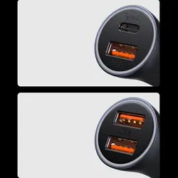 شارژر فندکی باسئوس مدل Baseus Golden Contactor Max Dual Fast Charger Car Charger U+C CGJM000103 با توان 60W