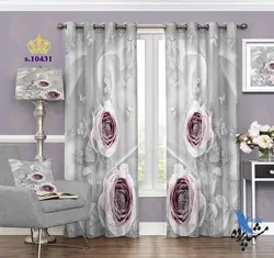 پرده پانچ گلدار طرح گل S10431