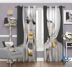 پرده پانچ چهره طرح سیاه سفید S1697