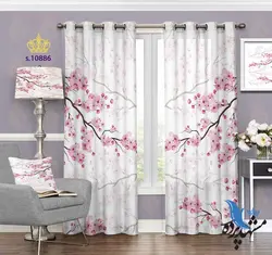 پرده پانچ گلدار طرح درخت شکوفه S10886