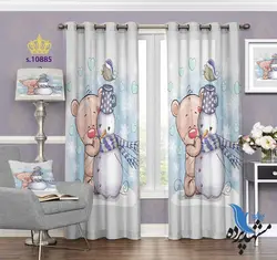 پرده پانچ کودکانه طرح خرس آدم برفی S10885