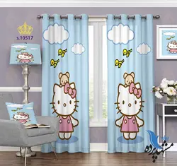 پرده پانچ کودکانه طرح نقاشی گربه S10517