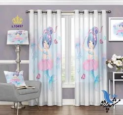 پرده پانچ کودکانه طرح پری دریایی S10497