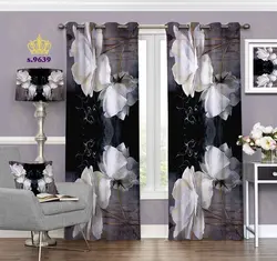 پرده پانچ گلدار طرح گل طلایی S19639