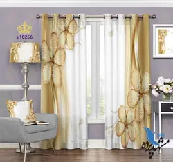 پرده پانچ پذیرایی طرح گلدار S10256