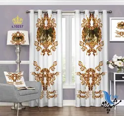 پرده پانچ پذیرایی طرح گلدار S10237