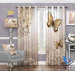 پرده پانچ طبیعت طرح پروانه S10295