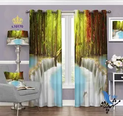 پرده پانچ طبیعت طرح جنگل آبشار S10170