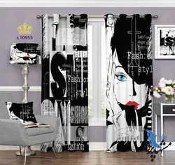 پرده پانچ چهره طرح نقاشی سیاه سفید S10955