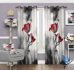 پرده پانچ پذیرایی طرح گل S10490