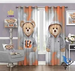 پرده پانچ کودکانه طرح خرس های دوقلو S10869