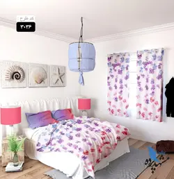 پرده پانچ اتاق خواب طرح برگ کد 3036