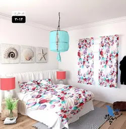 پرده پانچ اتاق خواب طرح توپ رنگی کد 3015