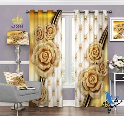 پرده پانچ پذیرایی طرح گلدار S10944