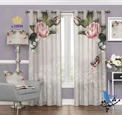 پرده پانچ پذیرایی طرح گل S10939