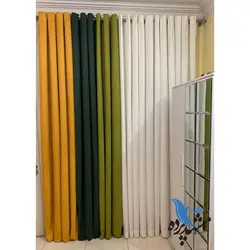 پرده پانچ کتان هازان رنگ خردلی و سبز با ارتفاع دلخواه سفارشی (قیمت هر قواره)