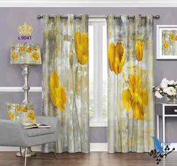 پرده پانچ طرح نقاشی آبرنگی گل کد s9041